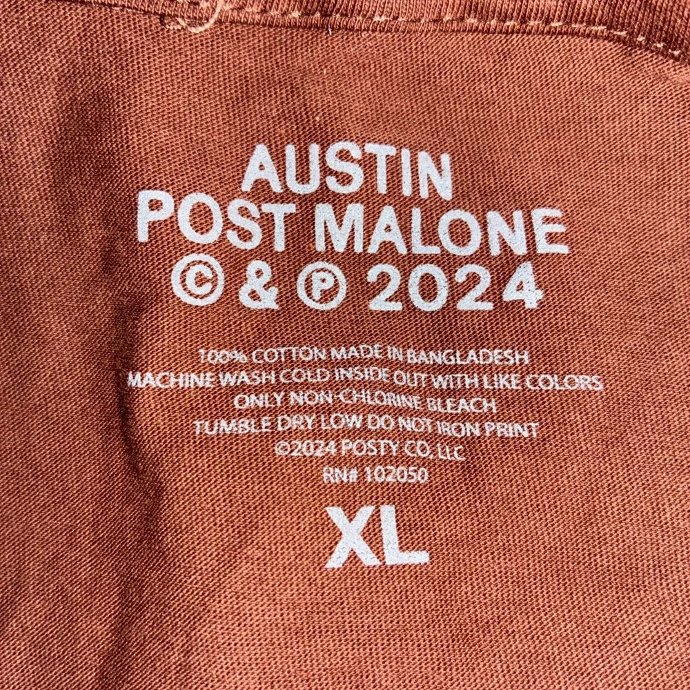 Post Malone‎ T Shirt XL Brown Austin 2024 Concert Exclusive Merch NEW *flaws